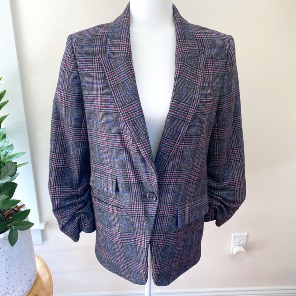 Veronica Beard 3/4 Rouched Sleeve Blazer